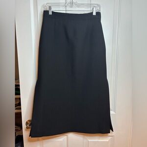 EUC Dior Classic Black A-Line Skirt with front vents size wool & silk 8
